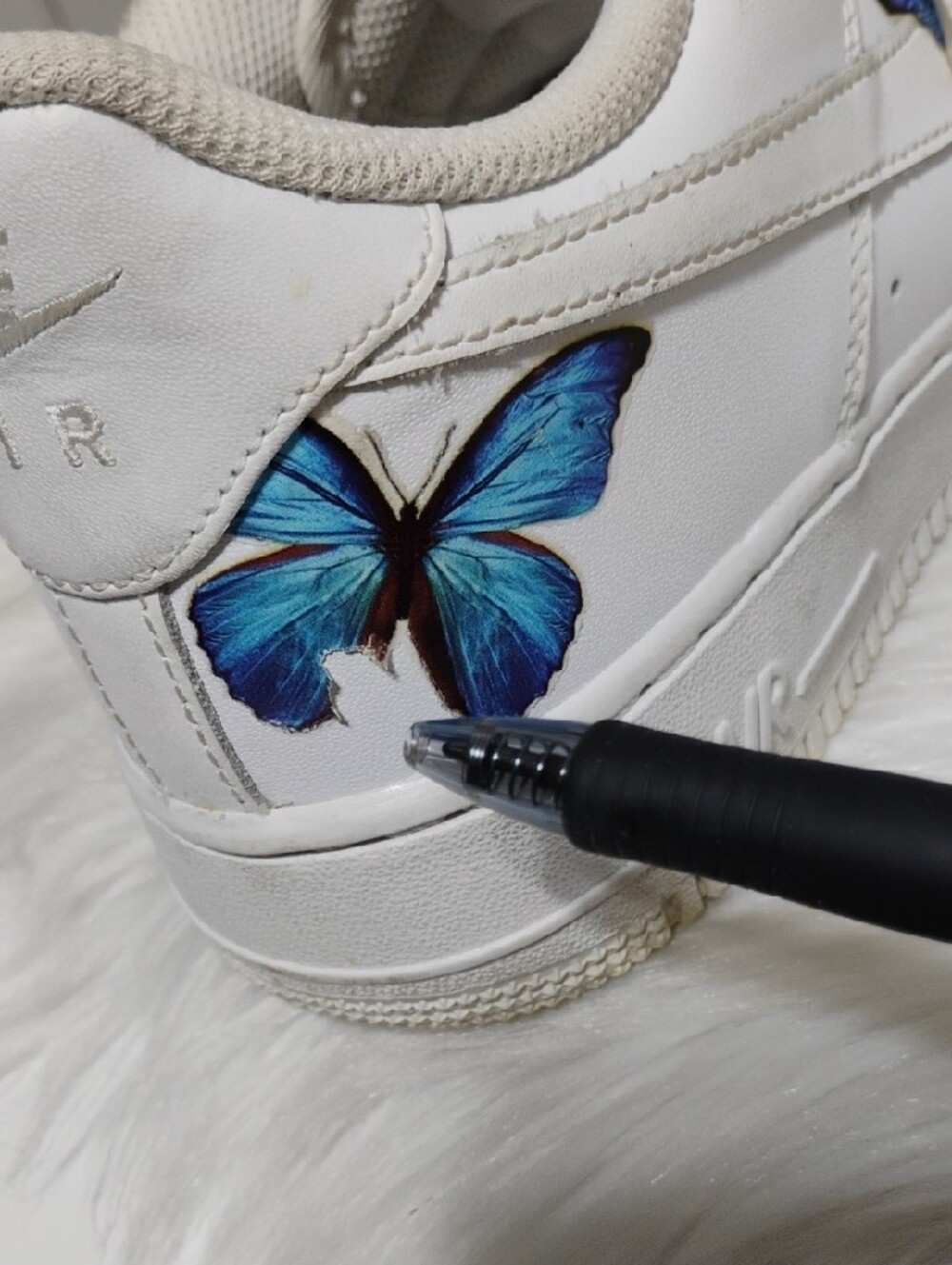 (C-64) Nike Air Force 1 Blue Butterfly Custom Design Sneakers - Picture 9 of 13